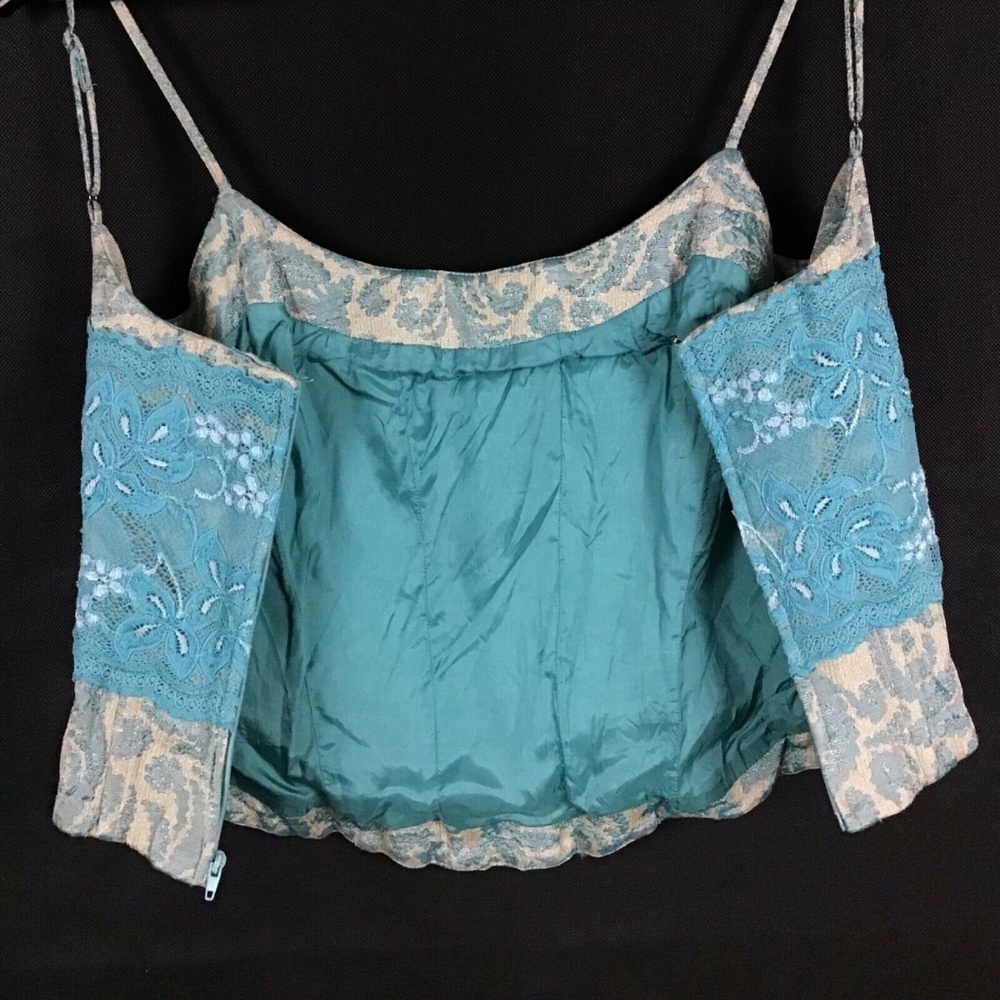 Marciano Ribbed Lace Brocade Textured Bustier S - Picture 4 of 5